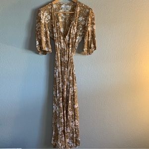Faithfull The Brand Wrap Flower Print Midi Dress Size 4